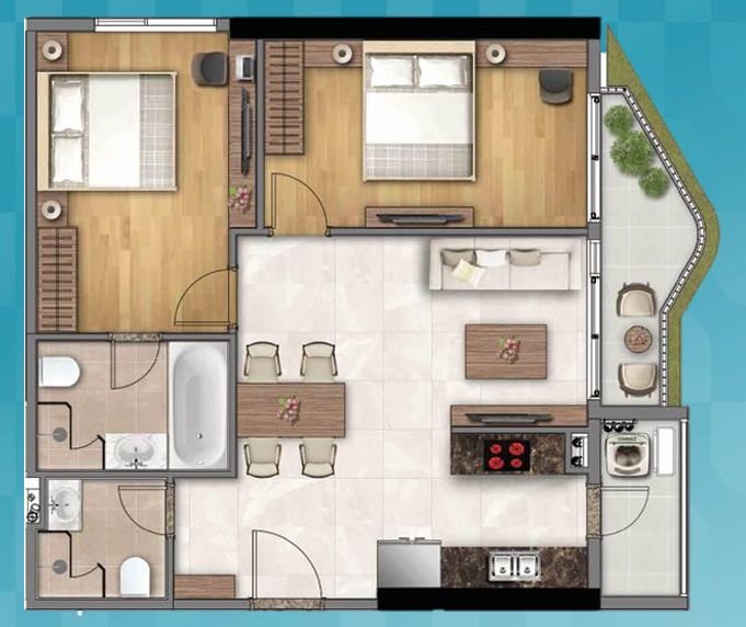 Căn 2 phòng Chung cư hacom