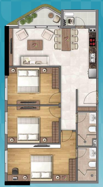 Căn 3 phòng Chung cư hacom